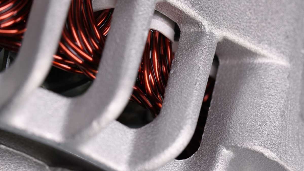 EV motor magnet closeup